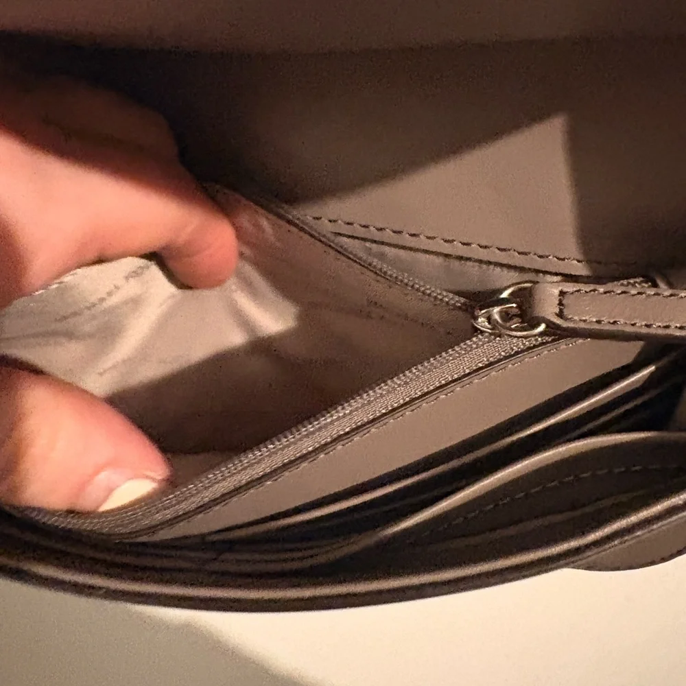 Michael Kors Taupe Leather Crossbody/ saddlebag Bag Silver Hardware‎